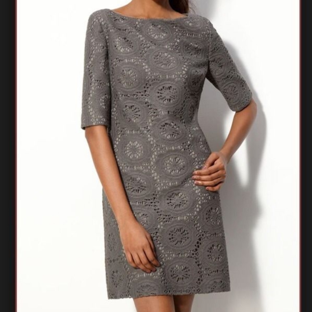 Adrianna Papell Grey Lace Dress
